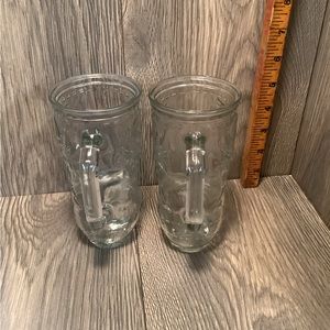 Glass cowboy boot mugs
